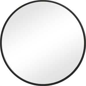 Bowery Hill 43 Inch Round Sleek PVC Frame Wall Mirror in Black