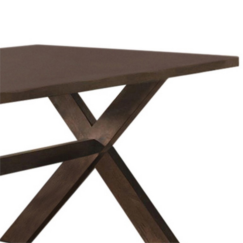 Bowery Hill 30 Inch X Base Solid Wood Live Edge Dining Table in Brown