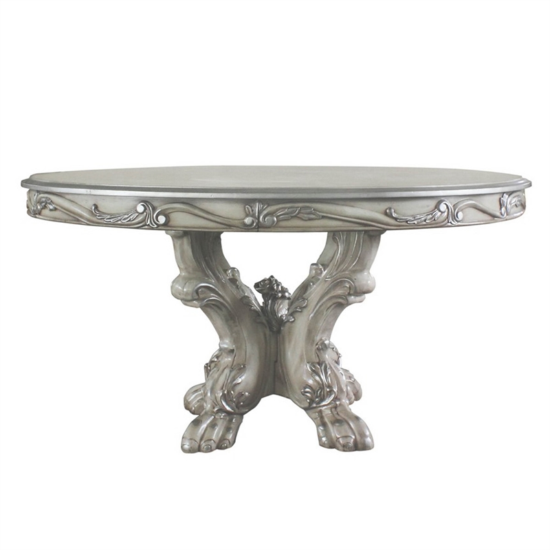 Bowery Hill 60 Inch Wooden Dining Table with Trestle Base in Bone White