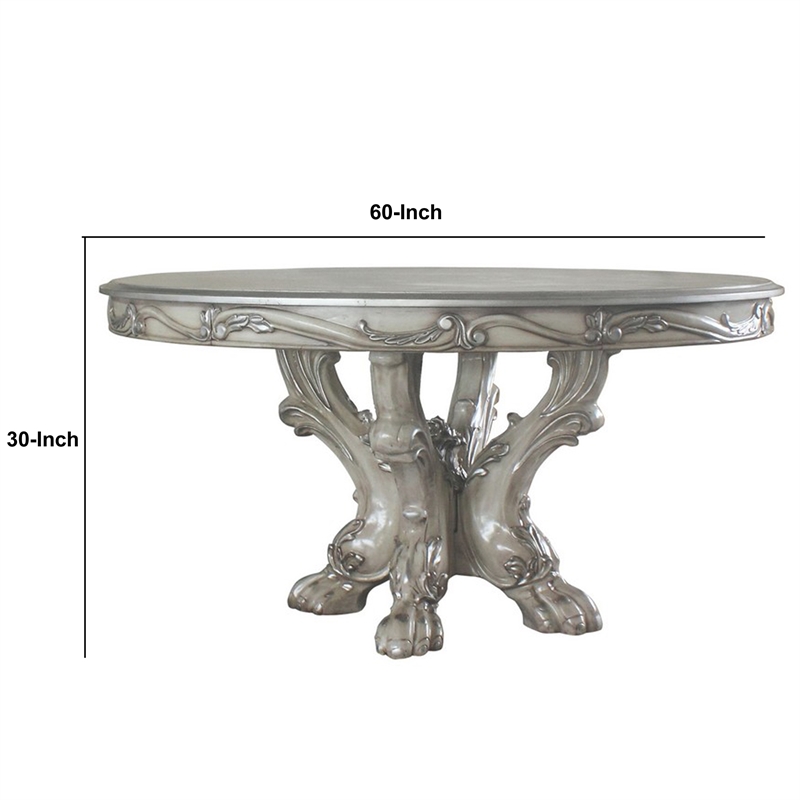 Bowery Hill 60 Inch Wooden Dining Table with Trestle Base in Bone White