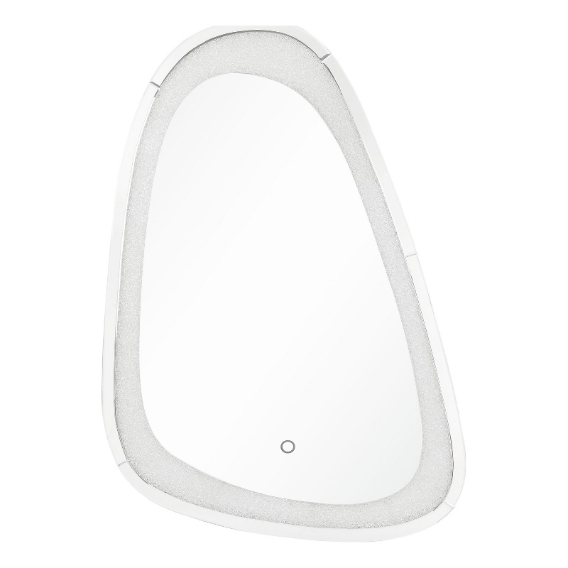Bowery Hill Irregular Beveled Wall Mirror with Touch LED in Silver