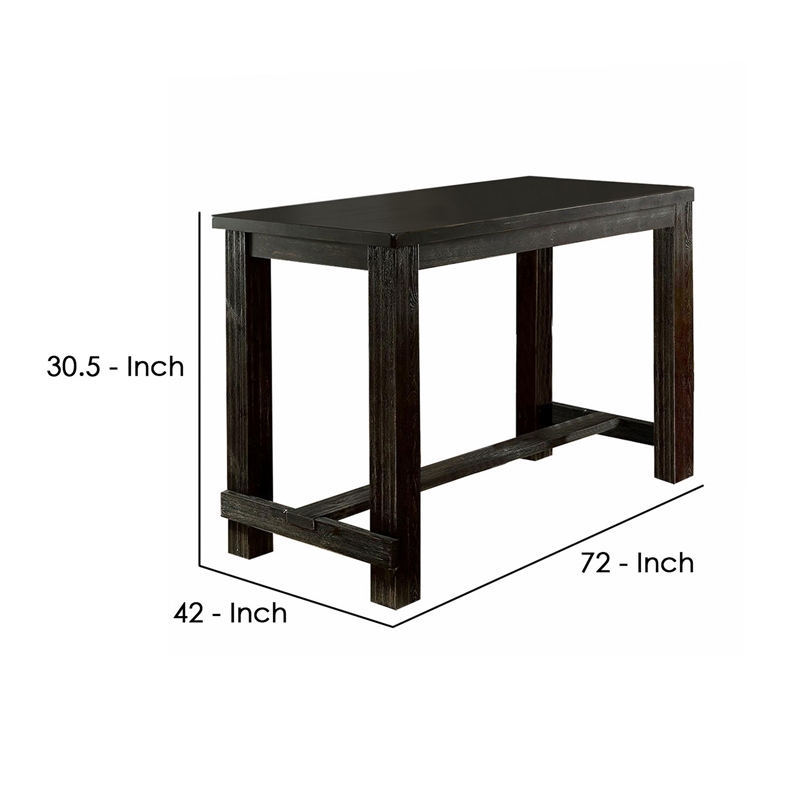 Bowery Hill 72 Inch Dining Table with Block Legs in Antique Black