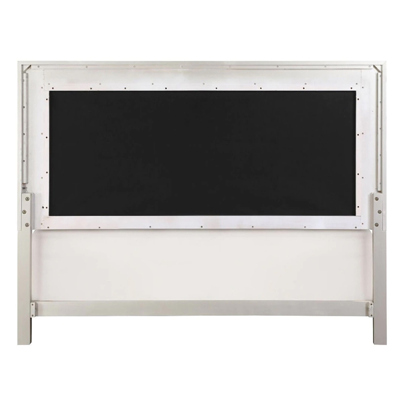 Bowery Hill 2 Drawer Faux Leather Tufted King Bed in Champagne