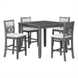 Bowery Hill 42 Inch 5 Piece Counter Height Table Set in Gray