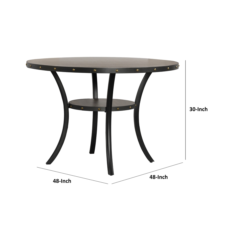 Bowery Hill 48 Inch Round Wood Dining Table with Flared Legs in Gray