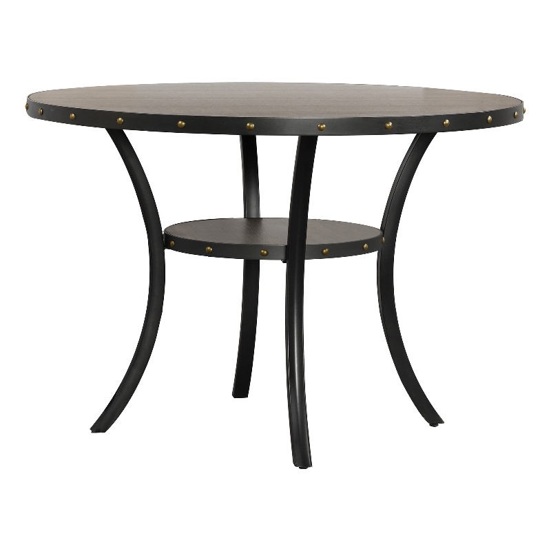 Bowery Hill 48 Inch Round Wood Dining Table with Flared Legs in Gray