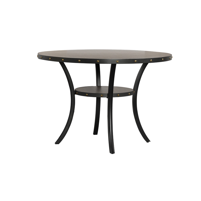 Bowery Hill 48 Inch Round Wood Dining Table with Flared Legs in Gray