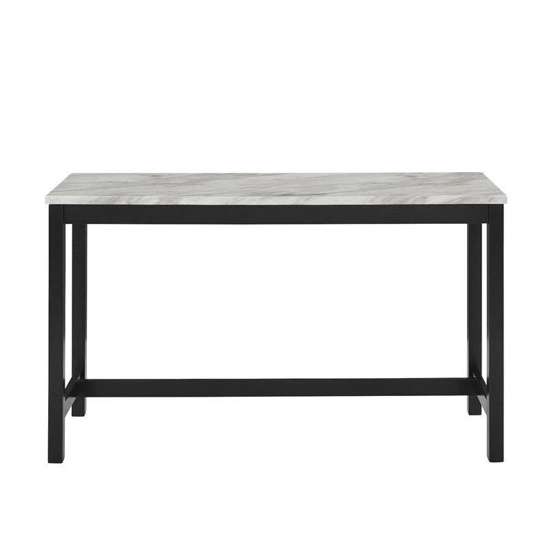 Bowery Hill 60 Inch 4 Piece Bar Table Set with Upholstered Stools in Blue