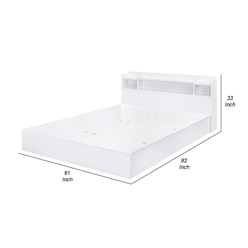 Bowery Hill Queen Bed with 6 Compartments and Storage Headboard in White