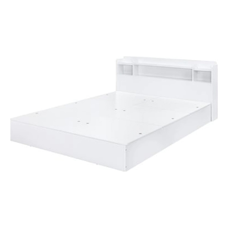 Bowery Hill Queen Bed with 6 Compartments and Storage Headboard in White