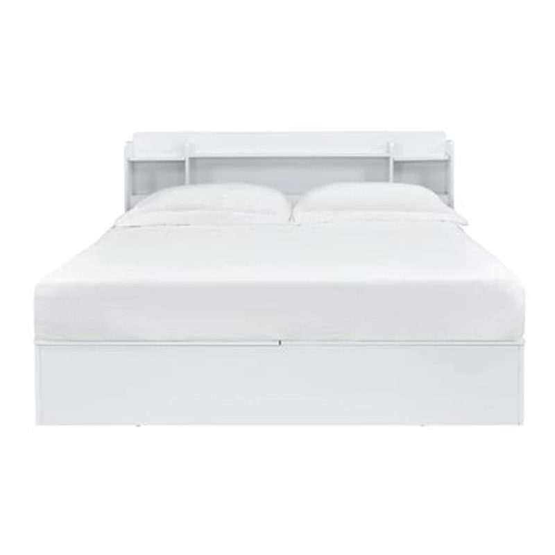 Bowery Hill Queen Bed with 6 Compartments and Storage Headboard in White
