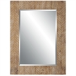 Bowery Hill 39 Inch Wood Frame Wall Mirror with Chevron Design in Brown