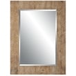 Bowery Hill 39 Inch Wood Frame Wall Mirror with Chevron Design in Brown