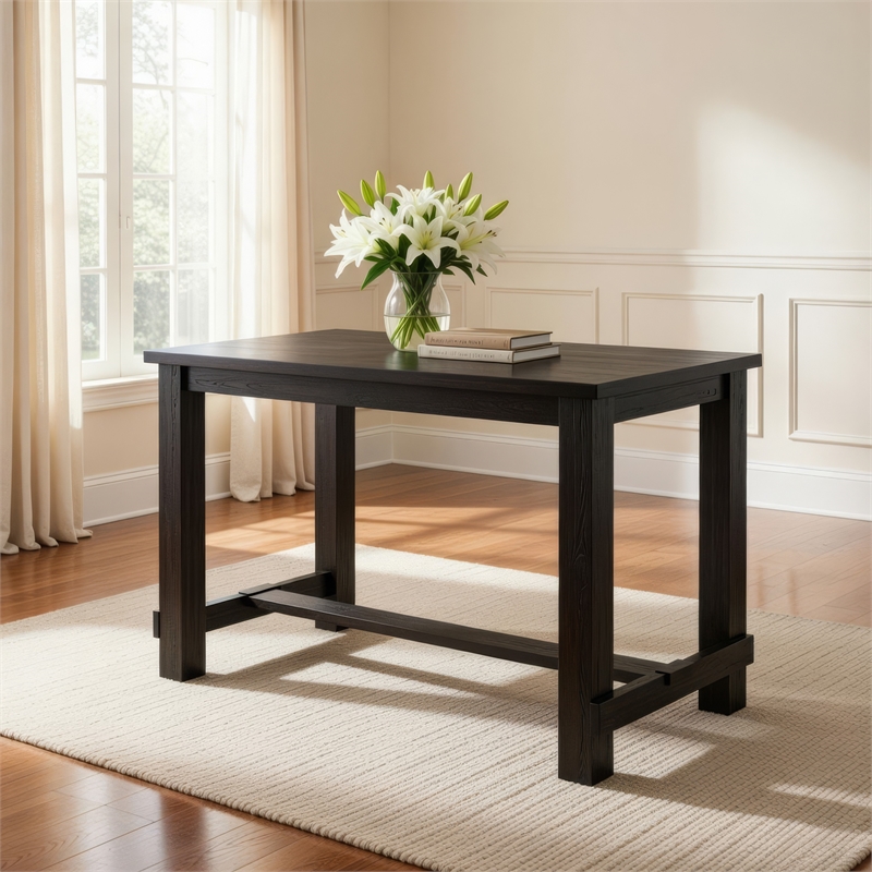 Bowery Hill 84 Inch Dining Table with Leaf Extension in Antique Black