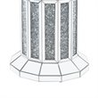 Bowery Hill Round Glass Top Dining Table with Cross Oval Base in Silver