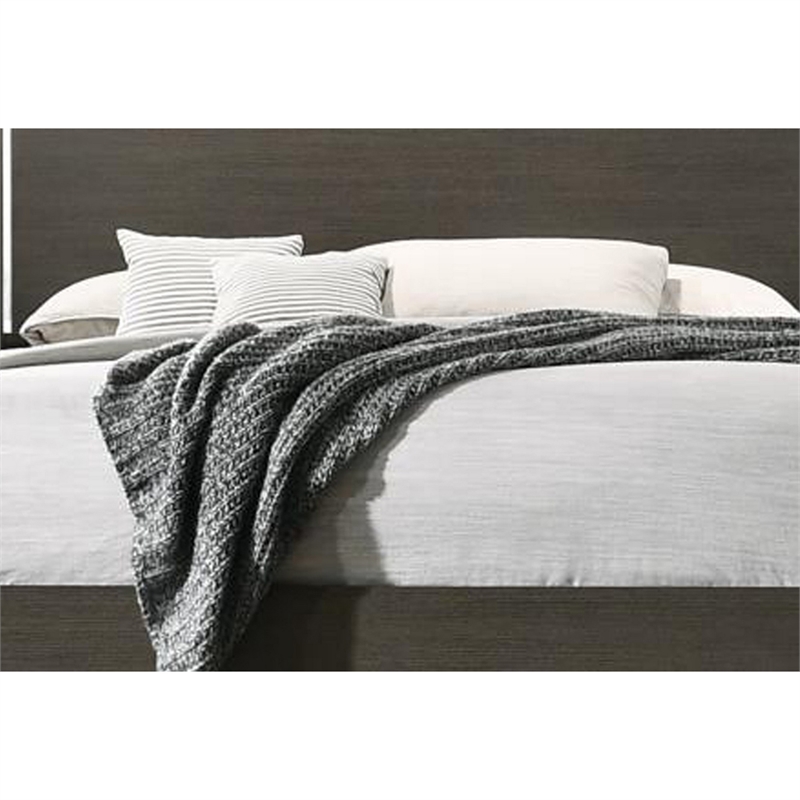 Bowery Hill Wooden Eastern King Bed with LED Storage Shelf in Gray