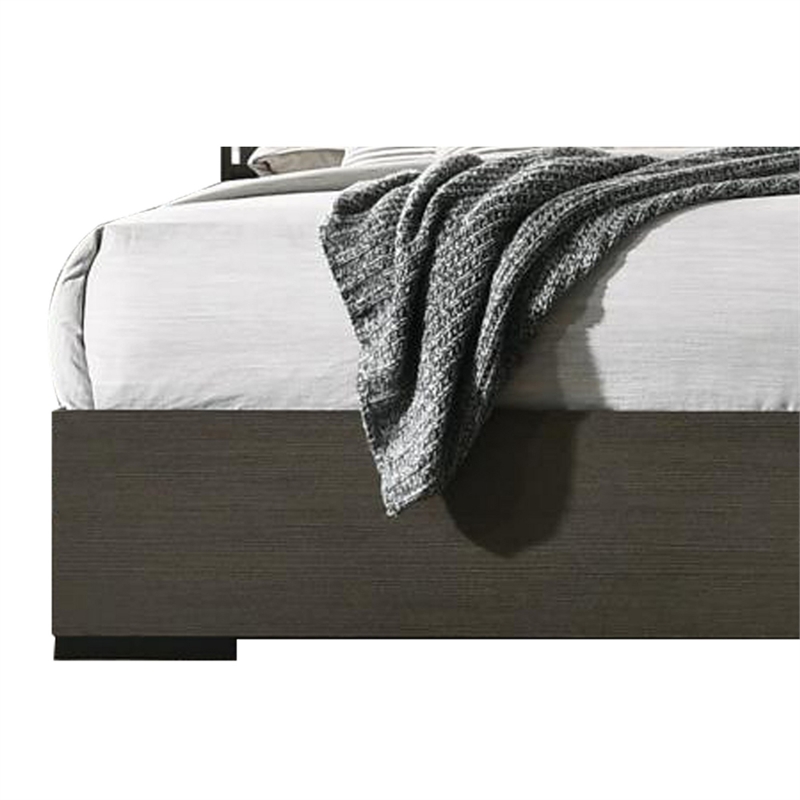 Bowery Hill Wooden Eastern King Bed with LED Storage Shelf in Gray