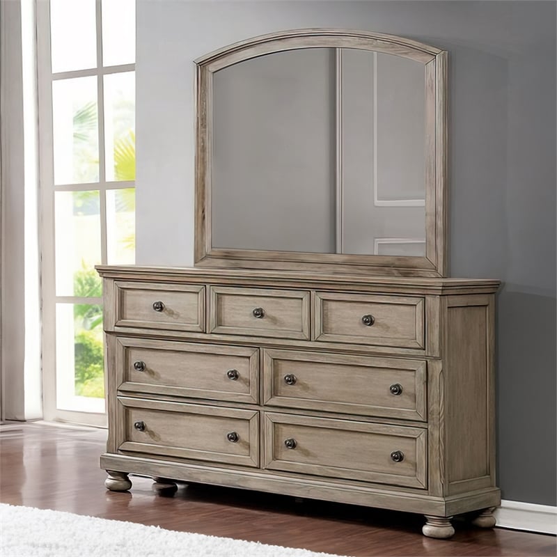 Bowery Hill Dresser with 1 Hidden Drawer and Weathered Look in Gray