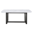 Bowery Hill Dining Table with Marble Top and Trestle Base in Gray