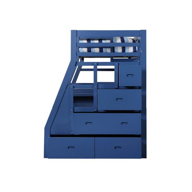 Bowery Hill Twin Loft Bed with 9 Drawers and Inbuilt Ladder in Blue