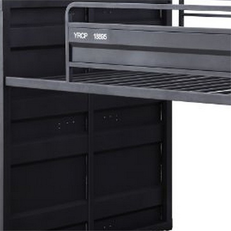 Bowery Hill Twin Loft Bed with Metal Frame and Slide in Gray