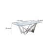 Bowery Hill Dining Table with Overlapped Metal Geometric Accent in Silver