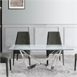 Bowery Hill Dining Table with Overlapped Metal Geometric Accent in Silver