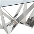 Bowery Hill Dining Table with Overlapped Metal Geometric Accent in Silver