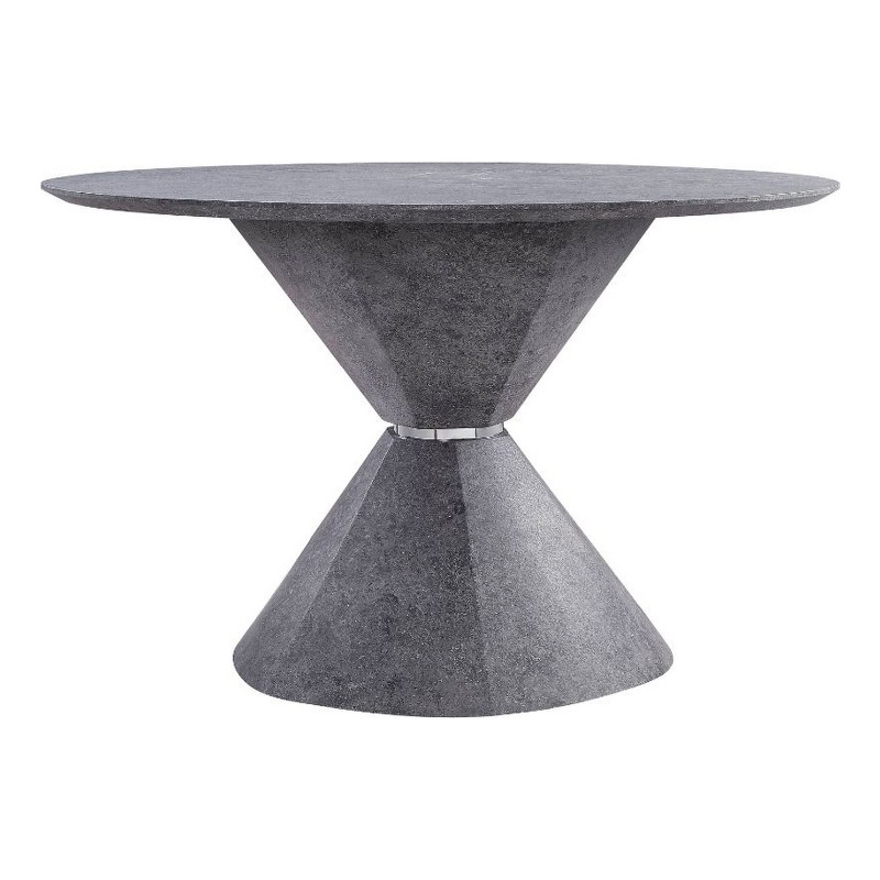 Bowery Hill Dining Table with Faux Concrete Top and Pedestal Base in Gray