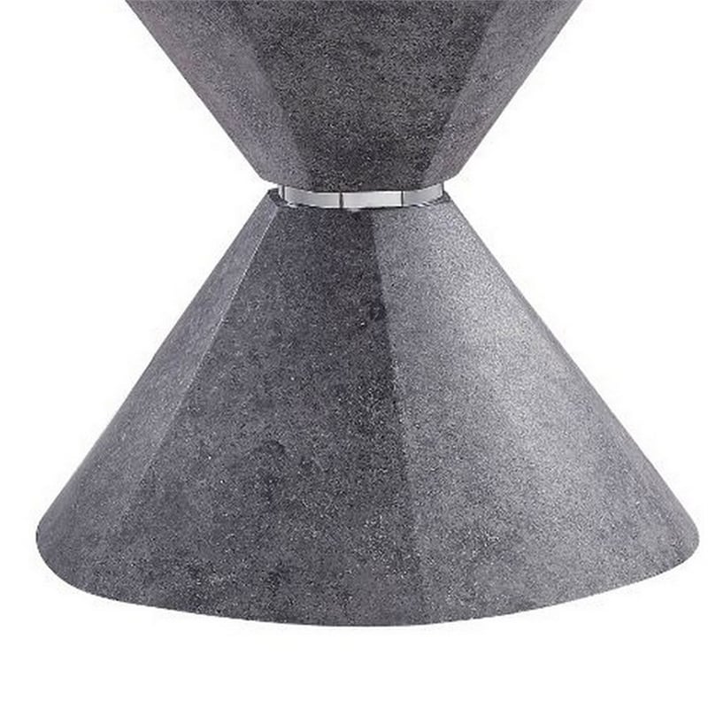 Bowery Hill Dining Table with Faux Concrete Top and Pedestal Base in Gray