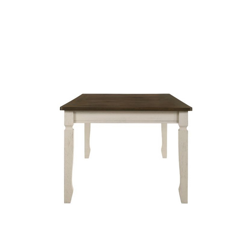 Bowery Hill Rectangular Dining Table with 2 Drawers in Brown and White