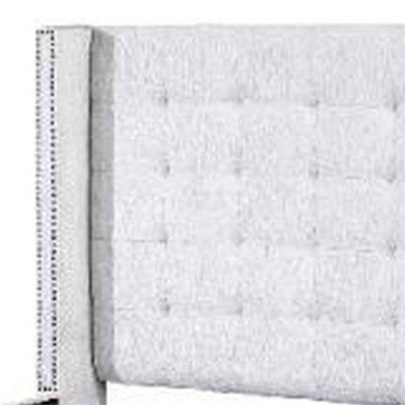 Bowery Hill Eastern King Bed with Fabric Upholstery and Tufting in Beige