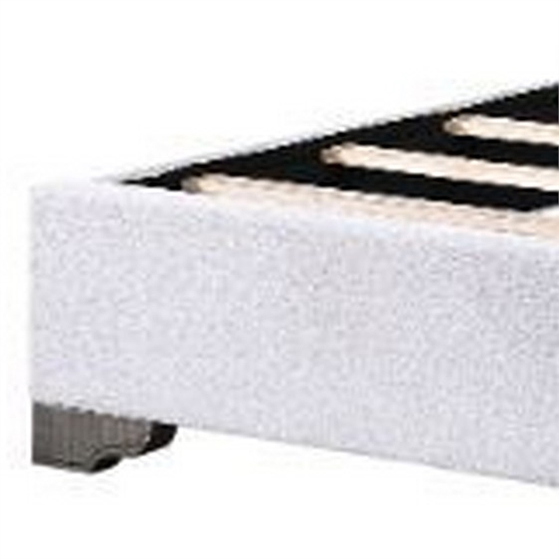 Bowery Hill Eastern King Bed with Fabric Upholstery and Tufting in Beige
