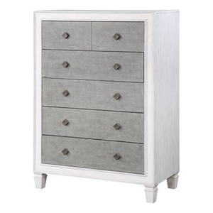 Bowery Hill Chest with 5 Drawers and Diamond Pulls in Rustic Gray