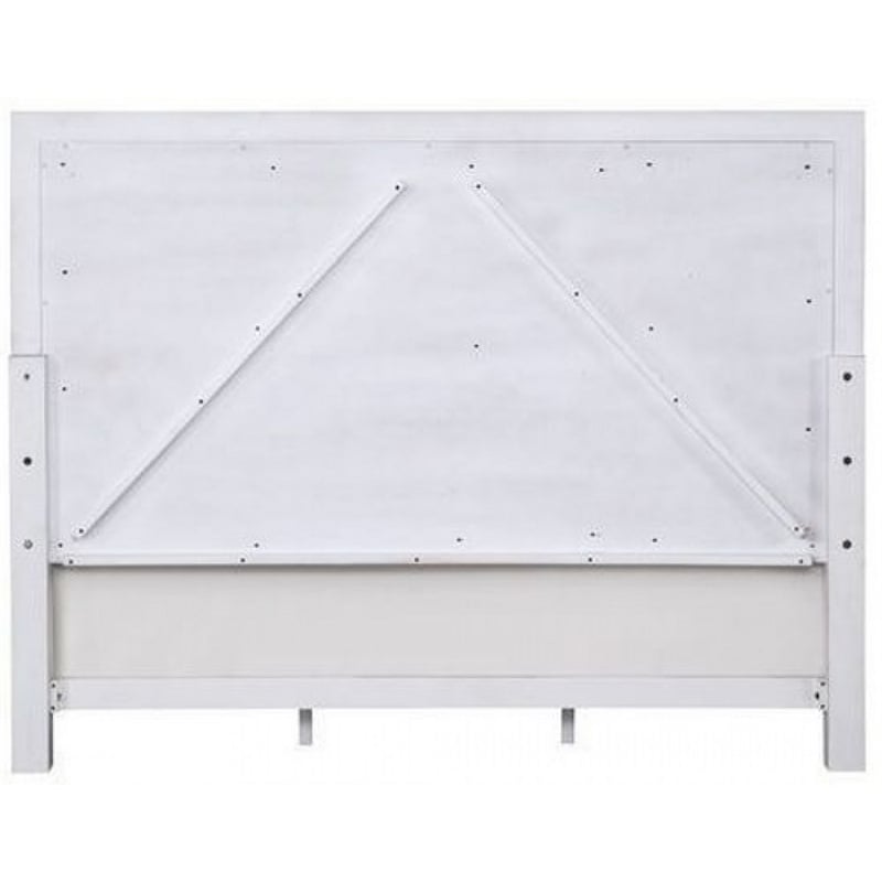 Bowery Hill Queen Bed with Channel Tufted Fabric Padding in White and Gray