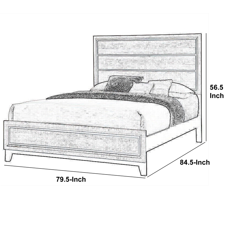 Bowery Hill Wooden Eastern King Bed with Plank Headboard in Gray Oak