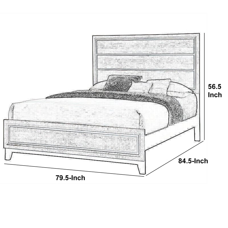 Bowery Hill Wooden Eastern King Bed with Plank Headboard in Gray Oak