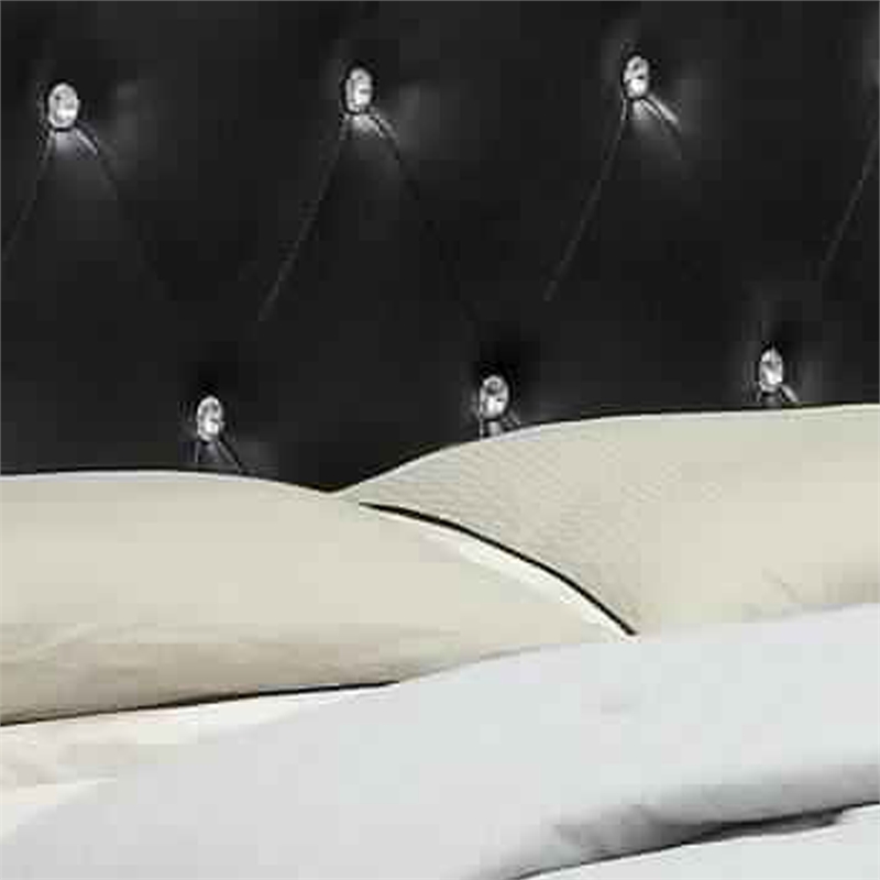 Bowery Hill California King Size Bed with Button Tufted Headboard in Black