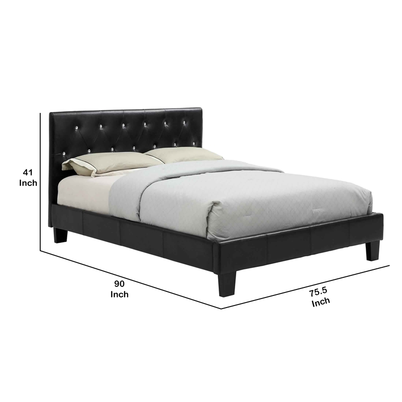 Bowery Hill California King Size Bed with Button Tufted Headboard in Black
