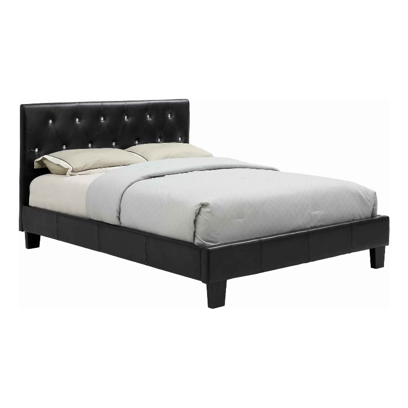 Bowery Hill California King Size Bed with Button Tufted Headboard in Black