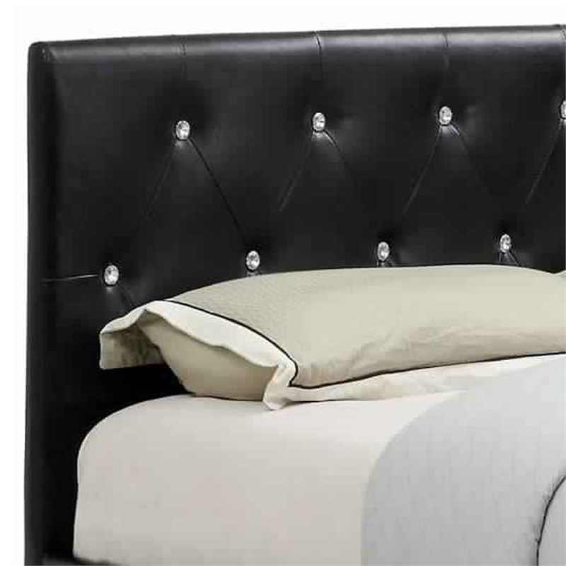 Bowery Hill California King Size Bed with Button Tufted Headboard in Black
