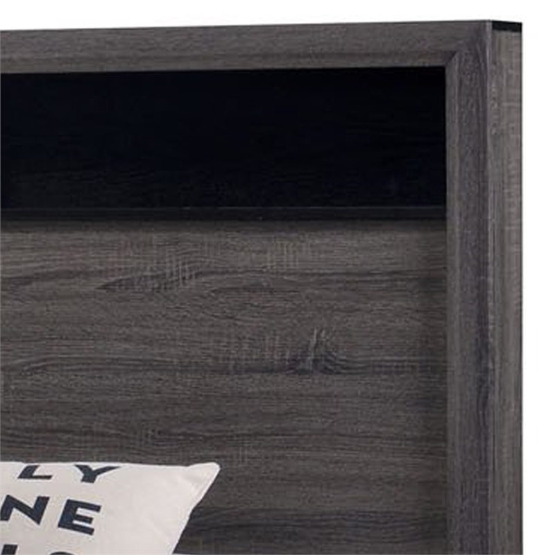 Bowery Hill Wooden Eastern King Bed with Bookcase Headboard in Gray