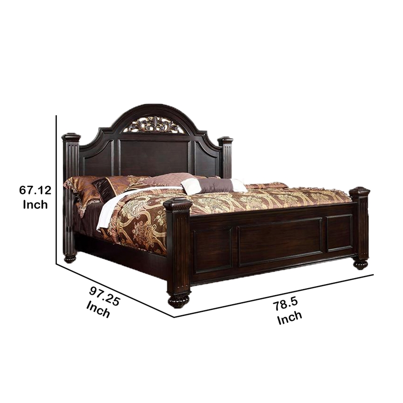 Bowery Hill California King Wooden Bed with Bun Feet in Brown