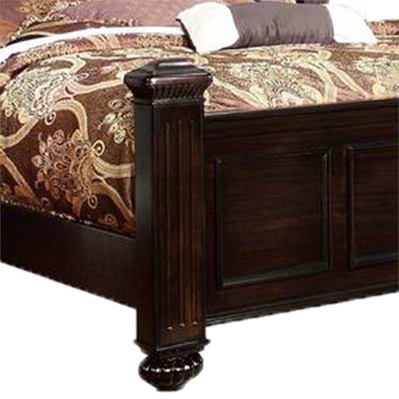 Bowery Hill California King Wooden Bed with Bun Feet in Brown