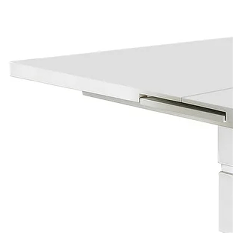 Bowery Hill Extendable Dining Table with Metal Base in White and Silver