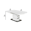 Bowery Hill Extendable Dining Table with Metal Base in White and Silver