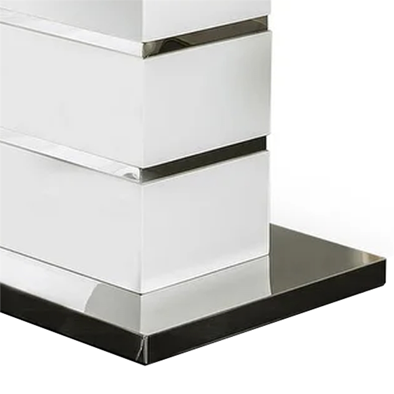 Bowery Hill Extendable Dining Table with Metal Base in White and Silver