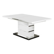 Bowery Hill Extendable Dining Table with Metal Base in White and Silver