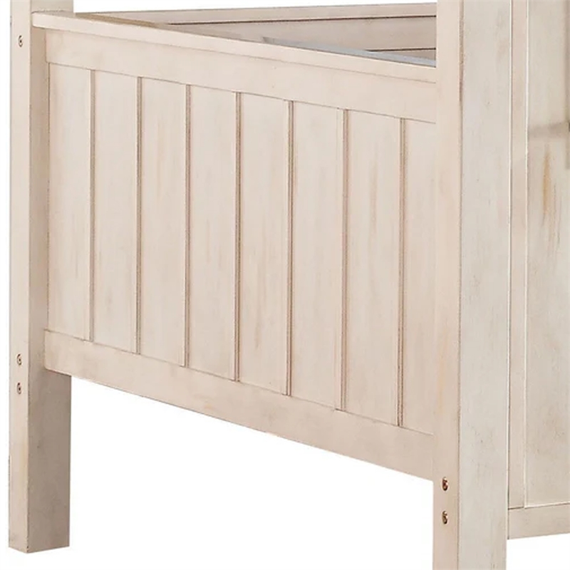 Bowery Hill Wooden Cottage Full Bed in Weathered White and Washed Gray
