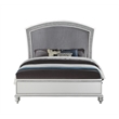 Bowery Hill Queen Size Bed with Rhinestone Inlay Headboard in Gray White